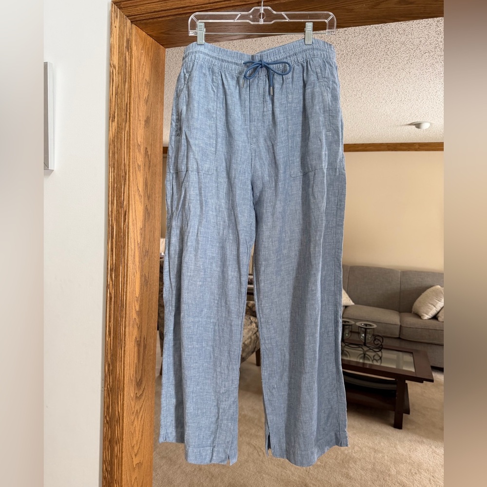 Athleta Chambray Blue Linen Pants